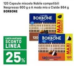 Caffe borbone - 120 Capsule Miscela Nobile Compatibili Nespresso 600 G O A Modo Mio O Cialde Caffe borbone - 120 Capsule Miscela Nobile Compatibili Nespresso 600 G O A Modo Mio O Cialde
