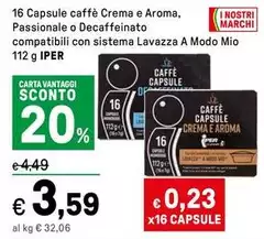 16 Capsule Caffè Crema E Aroma, O Decaffeinato 16 Capsule Caffè Crema E Aroma, O Decaffeinato