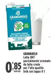 Granarolo - Latte Uht Parzialmente Scremato Da Latte Crudo Per Alta Qualità Brik Con Tappo