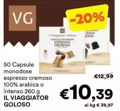 Il Viaggiotor Goloso - Capsule Monodose Espresso Cremoso 