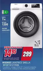 Hisense - Lavatrice Snella WFQP701219VM