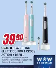 Oral b - Spazzolino Elettrico Pro 1 Cross Action + Refill Oral b - Spazzolino Elettrico Pro 1 Cross Action + Refill