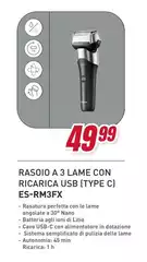 Ezviz - Rasoio A 3 Lame Con Ricarica Usb (type C) Es-Rm3FX