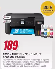 Epson -  Multifunzione Inkjet Ecotank Et-2870