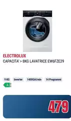 Electrolux - EW6FZE29 Capacità 8KG Lavatrice Libera Installazione Caricamento Frontale 9 Kg A Bianco