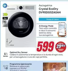 Samsung - Aciugatrice Crystal EcoDry DV90DG52A0AH
