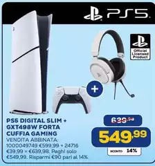 Sony - Ps5 Digital Slim + Gxt498w Forta Cuffia Gaming