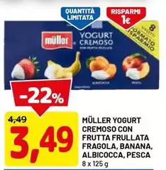 Muller - Yogurt Cremoso Con Frutta Frullata Fragola, Banana, Albicocca, Pesca