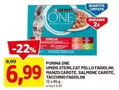 Purina - One Umido Sterilcat Pollo Fagiolini, Manzo Carote, Salmone Carote, Tacchino Fagiolini Purina - One Umido Sterilcat Pollo Fagiolini, Manzo Carote, Salmone Carote, Tacchino Fagiolini