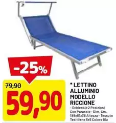 Blu - Lettino Alluminio Modello Riccione