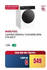 Whirlpool - Lavatrice Frontali 10 Kg-More WPM 27W AdS IT