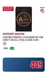 Hotpoint - Lavatrice Frontali 10 Kg-More HB 103B Care It Delica, 10 Kg, Classe A-30% Hotpoint - Lavatrice Frontali 10 Kg-More HB 103B Care It Delica, 10 Kg, Classe A-30%