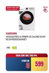 Samsung - Asciugatrice A Pompa Di Calore 8-8,99 Kg DV90DG52A0AHET Samsung - Asciugatrice A Pompa Di Calore 8-8,99 Kg DV90DG52A0AHET