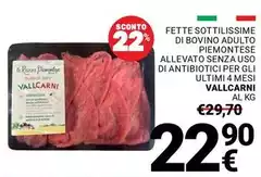 Vallcarni - Fette Sottilissime Di Bovino Adulto Piemontese Allevato Senza Uso Di Antibiotici Per Gli Ultim 4 Mesi