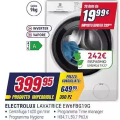 Electrolux - EW6FBG19G Lavatrice 9kg, EW6FBB70 Electrolux - EW6FBG19G Lavatrice 9kg, EW6FBB70