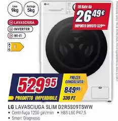LG - Lavasciuga Slim D2R5S09TSWW LG - Lavasciuga Slim D2R5S09TSWW