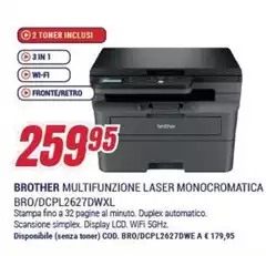 Brother - Multifunzione Laser Monocromatica Bro/dcp2627dwxl Brother - Multifunzione Laser Monocromatica Bro/dcp2627dwxl