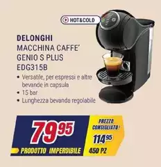De Longhi - Macchina Caffe' Genio S Plus EDG315B De Longhi - Macchina Caffe' Genio S Plus EDG315B