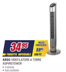 Argo - Ventilatore A Torre Aspiretower