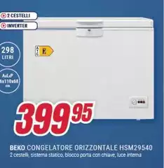 Beko - Congelatore Orizzontale HSM29540 Beko - Congelatore Orizzontale HSM29540