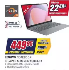 Lenovo - Notebook Ideapad Slim 3 82XQ004JIX