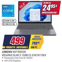 Lenovo - Notebook Ideapad Slim 315IRH10 83K10170IX