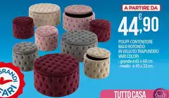 Maxi - Pouf Contenitore  Rotondo In Velluto Trapuntato