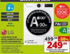 LG - Lavatrice Slim Intelligente 8 Kg AI DDTM F2NX50S8TLB LG - Lavatrice Slim Intelligente 8 Kg AI DDTM F2NX50S8TLB