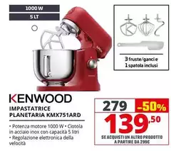 Kenwood - Impastatrice Planetaria KMX751ARD