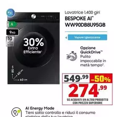 Samsung - Lavatrice 1.400 Girl Bespoke AI WW90DB8U95GB Samsung - Lavatrice 1.400 Girl Bespoke AI WW90DB8U95GB