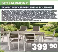 Balconi - Set Harmony Tavolo In Polipropilene +6 Poltrone