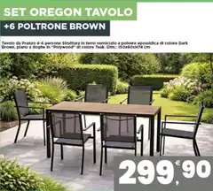 Oregon - Set  Tavolo +6 Poltrone Brown