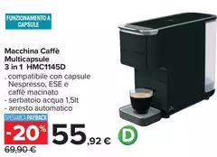 De Longhi - Macchina Caffè Multicapsule 3 In 1 HMC1145D De Longhi - Macchina Caffè Multicapsule 3 In 1 HMC1145D