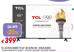 TCL - 65 P615 Smart Tv 65" 4k Ultra Hd - Dolbi Audio TCL - 65 P615 Smart Tv 65" 4k Ultra Hd - Dolbi Audio