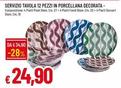 Servizio Tavola 12 Pezzi In Porcellana Decorata Servizio Tavola 12 Pezzi In Porcellana Decorata