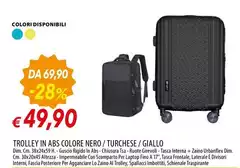 Trolley In Abs Colore Nero/Turchese/Giallo