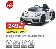 Sun & Sport - Porsche Spyder 12v Con Radiocomando Sun & Sport - Porsche Spyder 12v Con Radiocomando