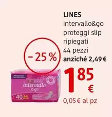 Lines - Intervallo&Go Proteggi Slip Ripiegati 44 Pezzi