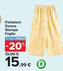 Pantaloni Donna Stampa Foglie Pantaloni Donna Stampa Foglie