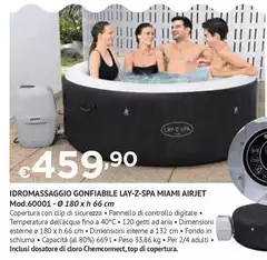 Idromassaggio Gonfiabile Lay-z-spa Miami Airjet Mod.60001 Ø 180 X H 66 Cm
