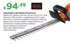 Black & Decker - Tagliasiepi A Batteria GTC1845L20 Black & Decker - Tagliasiepi A Batteria GTC1845L20
