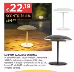 Lampada Da Tavolo Sardinia Lampada Da Tavolo Sardinia