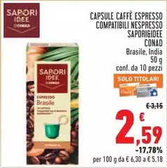 Conad - Capsule Caffè Espresso Compatibili Nespresso Sapori&Idee Conad - Capsule Caffè Espresso Compatibili Nespresso Sapori&Idee