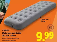Crivit - Materasso Gonfiabile 183 X 76 X 21cm Crivit - Materasso Gonfiabile 183 X 76 X 21cm