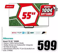 Hisense - 55" 55Q8S Smart Tv Wi-Fi Nero