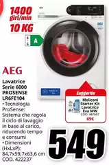 Aeg - Lavatrice Serie 6000 Prosense Lr6fe104 Aeg - Lavatrice Serie 6000 Prosense Lr6fe104