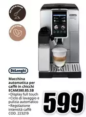 De Longhi - Macchina Automatica Per Caffè In Chicchi Ecam380.85.SB De Longhi - Macchina Automatica Per Caffè In Chicchi Ecam380.85.SB