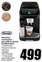 De Longhi - Macchina Automatica Per Caffè In Chicchi ECAM310.60.B De Longhi - Macchina Automatica Per Caffè In Chicchi ECAM310.60.B
