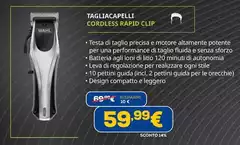 Wahl - Tagliacapeu Cordless Rapid Clip Wahl - Tagliacapeu Cordless Rapid Clip
