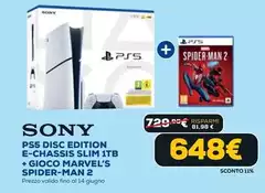 Sony - Ps5 Disc Edition E-Chassis Slim 1Tb + Gioco Marvel's Spider-Man 2 Sony - Ps5 Disc Edition E-Chassis Slim 1Tb + Gioco Marvel's Spider-Man 2